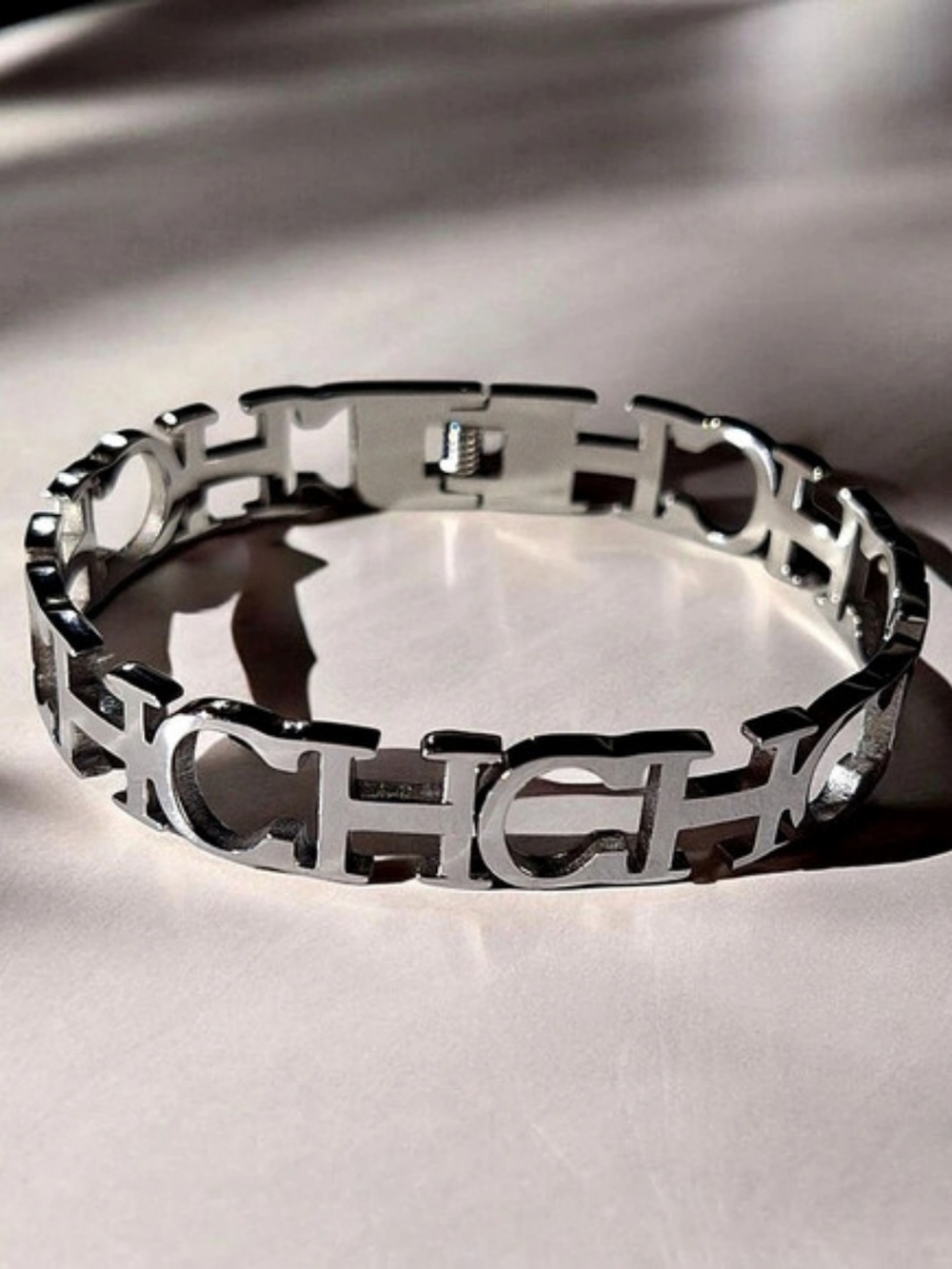 Carolina Herrera CH Monogram Cutout Hinged Bangle Bracelet